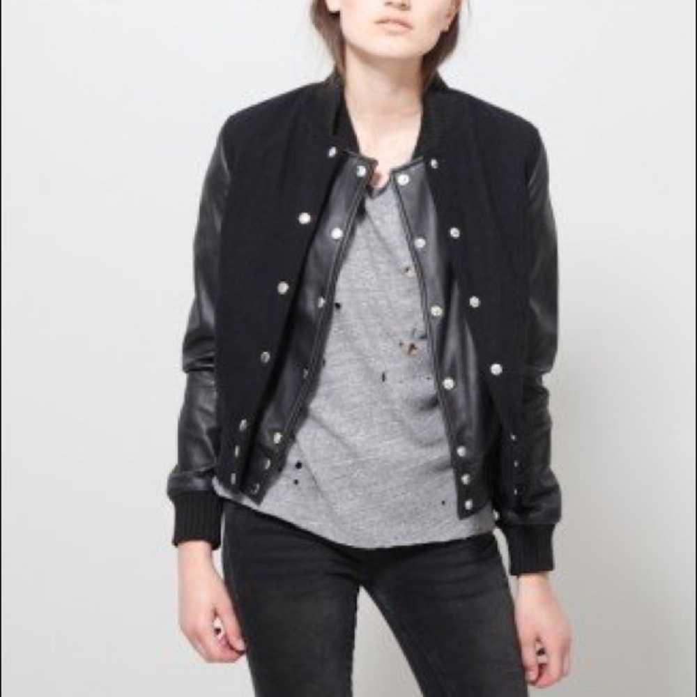 OAK NYC Leather & Wool Varsity Jacket / Bomber